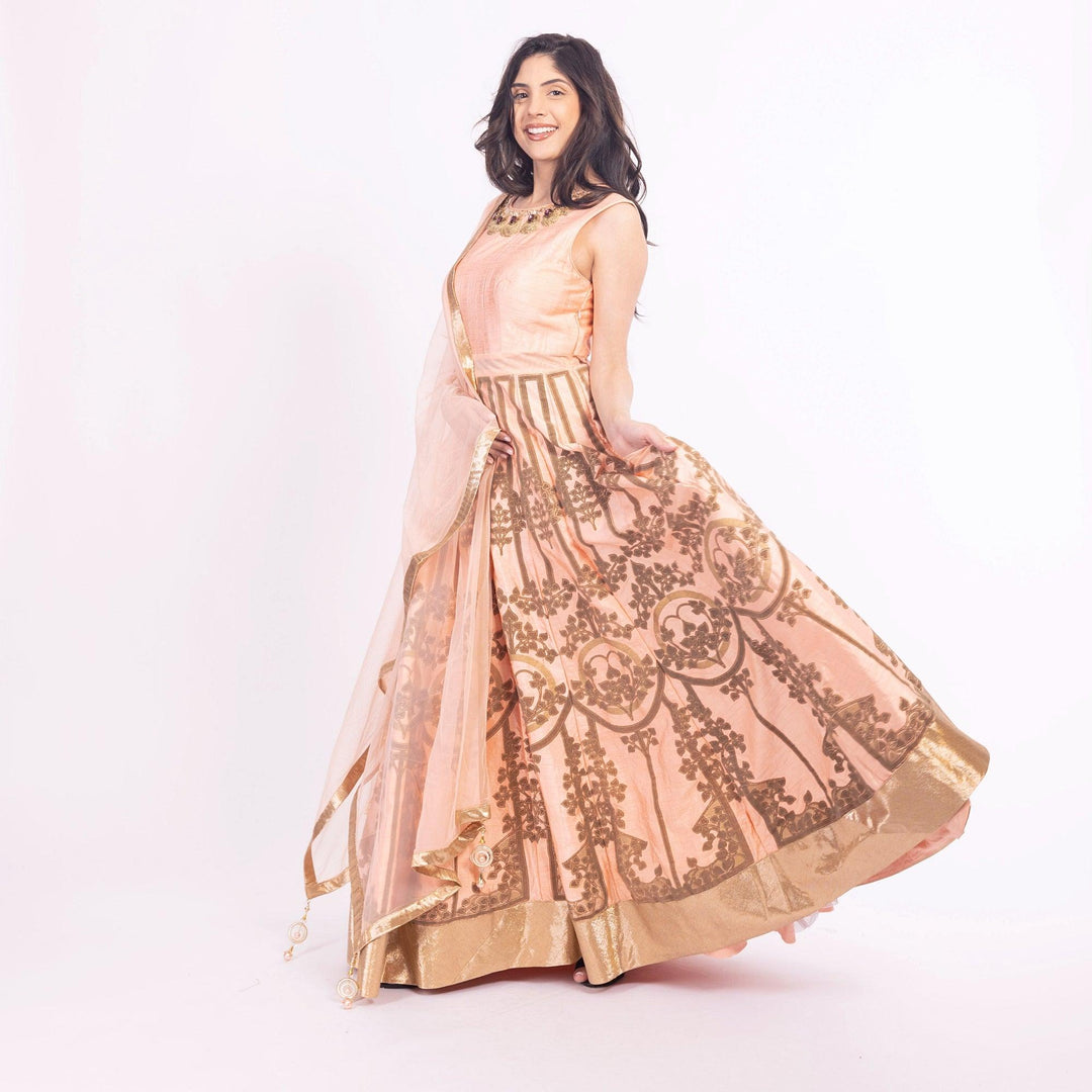 Artemisia Peach Long Dress - Raas