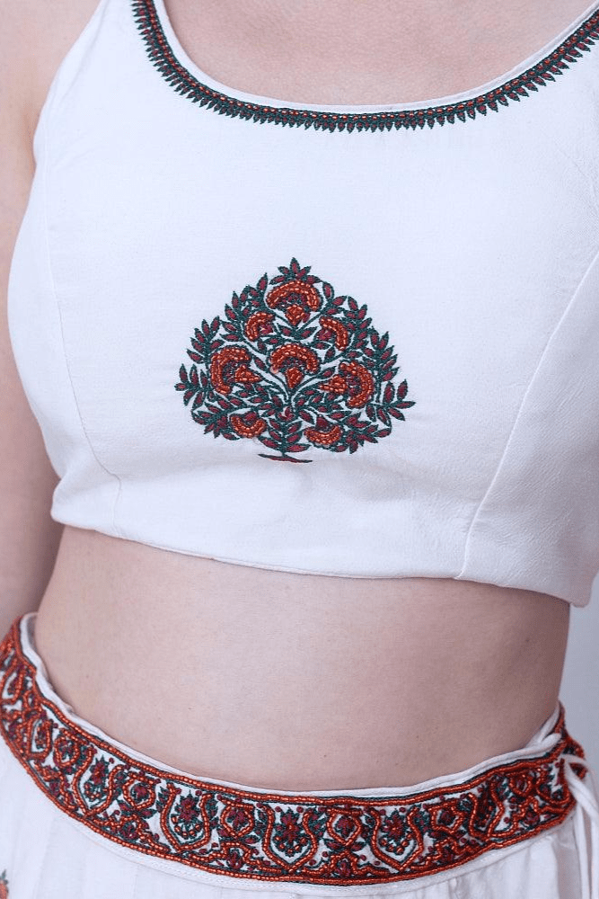 Coco White Gold Embroidered Lehenga Set - Raas