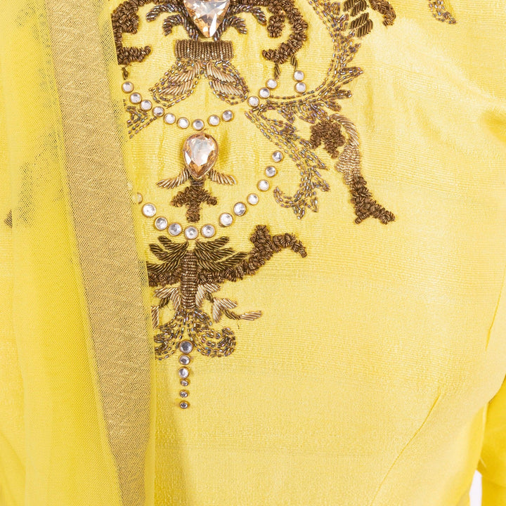 Evadne Yellow Sequins Work Gown - Raas