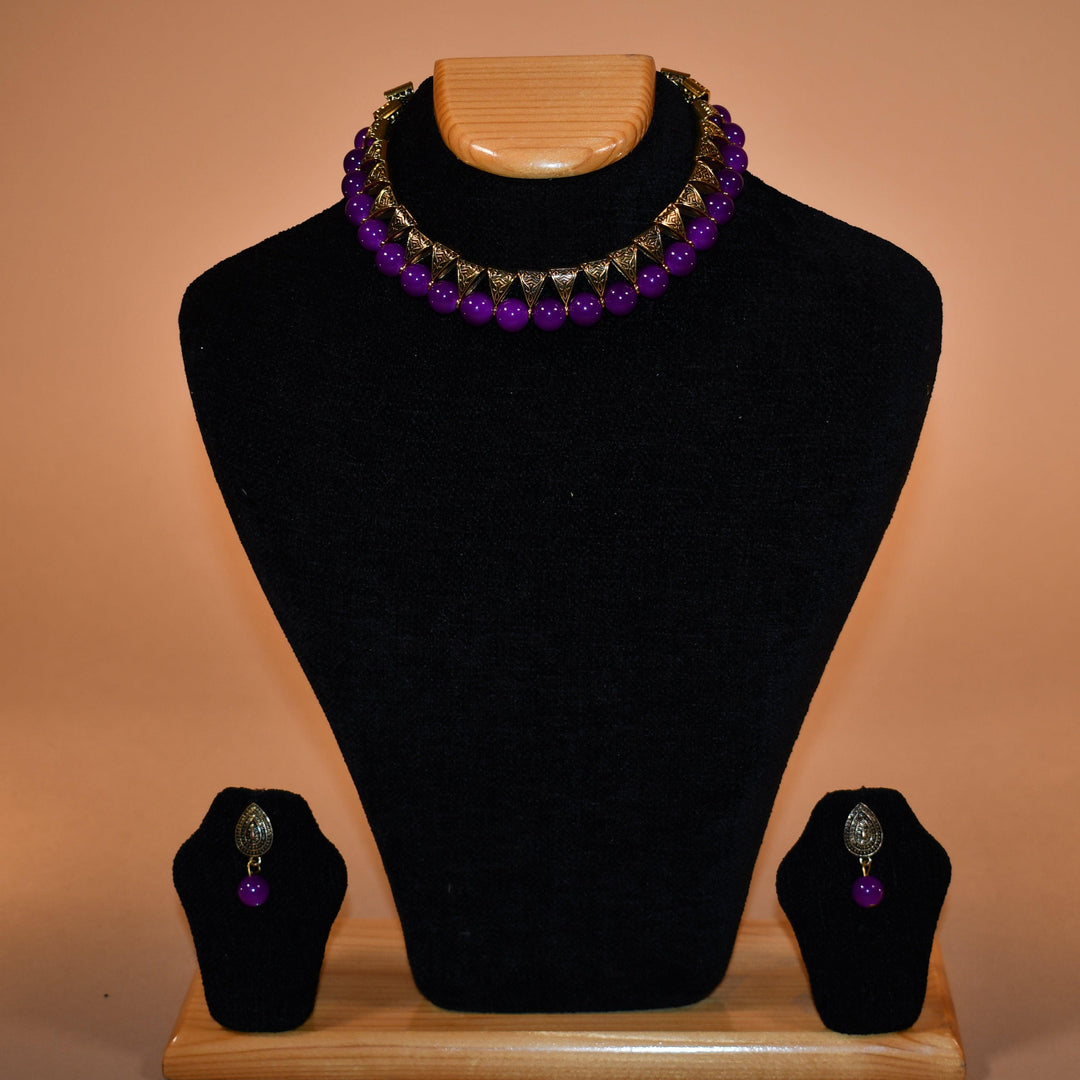 Gold and Purple Necklace Set
