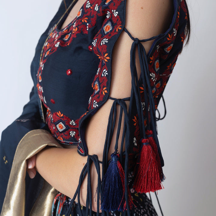 Isabella Bandhani & Arakh Print Lehenga Choli - Raas