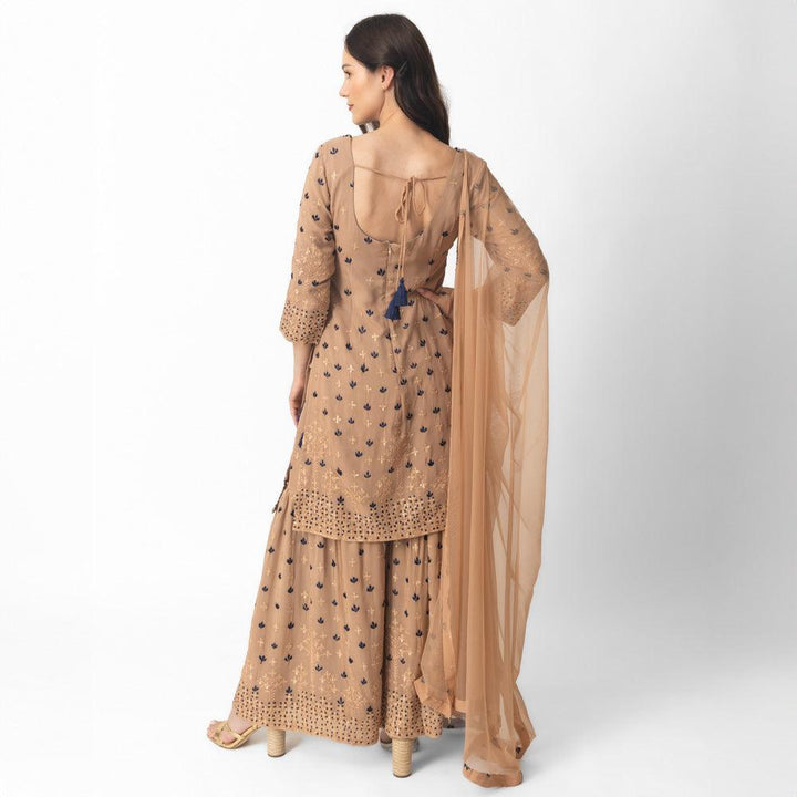 Jemma Flared Palazzo Pantsuit with Dupatta - Raas
