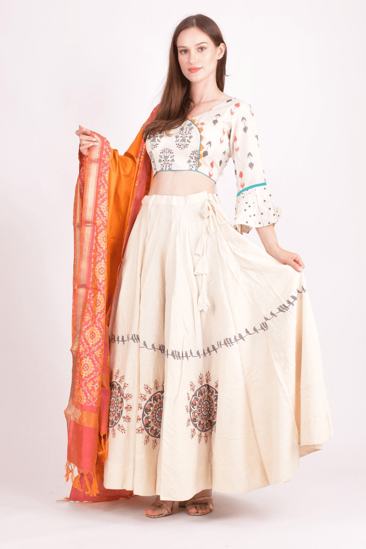 Raas - CHANIYA CHOLI USA - Jia White Cotton Chaniya Choli Set