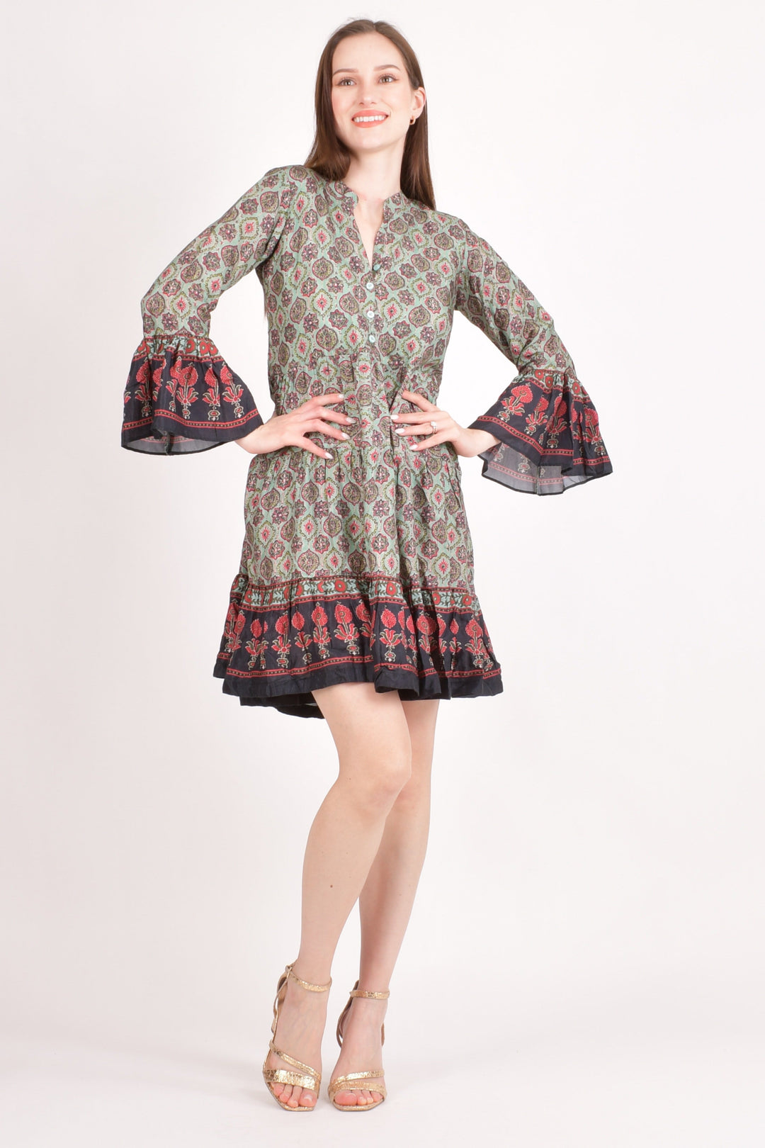 Juniper Ajrakh Print Mini Dress - Raas