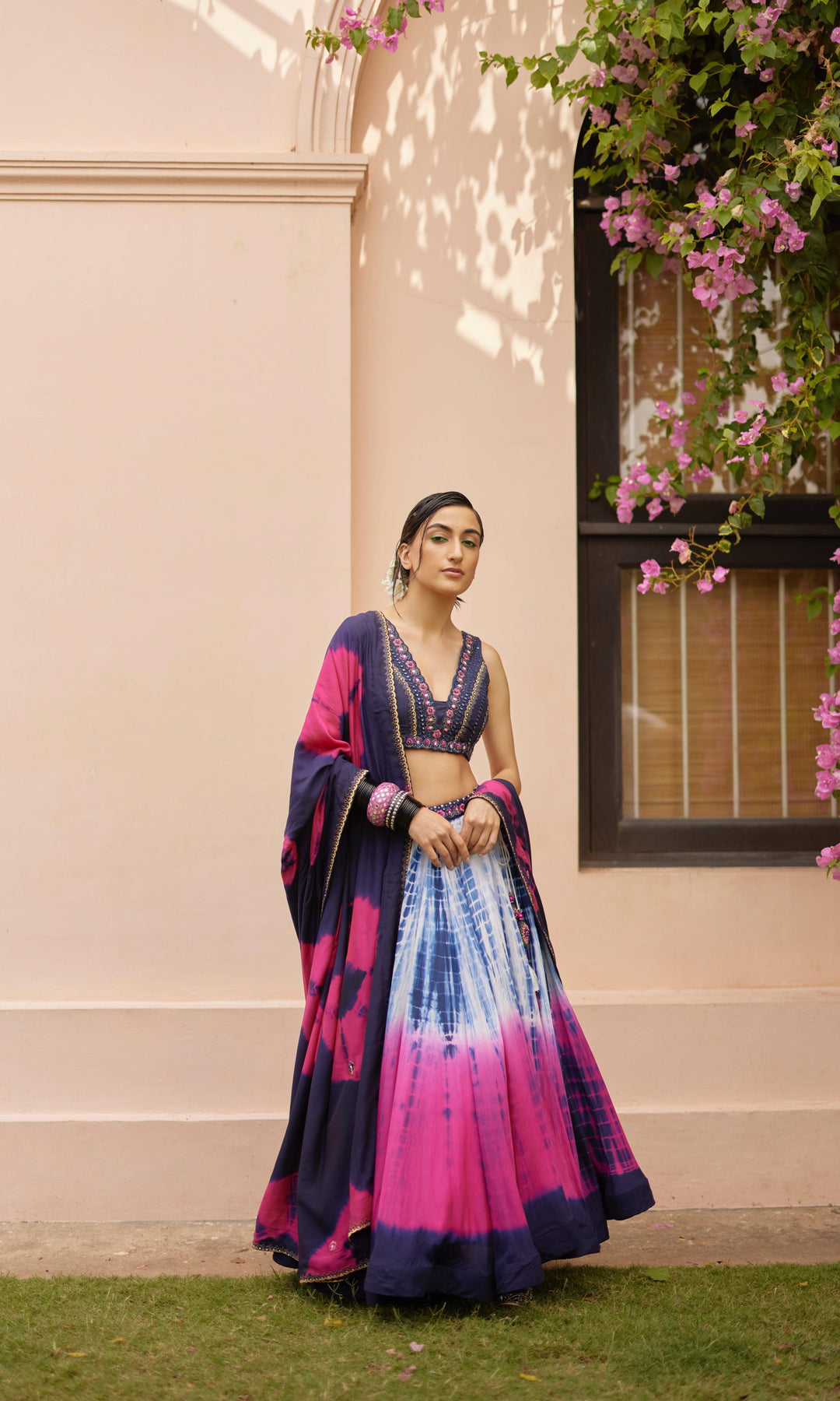 Kiara Pink Tie Dye Lehenga Choli Set - Raas