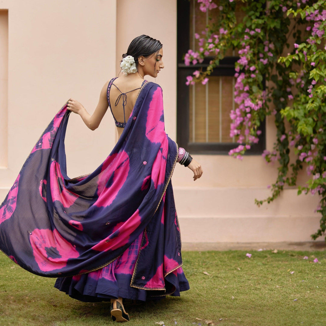 Kiara Pink Tie Dye Lehenga Choli Set - Raas