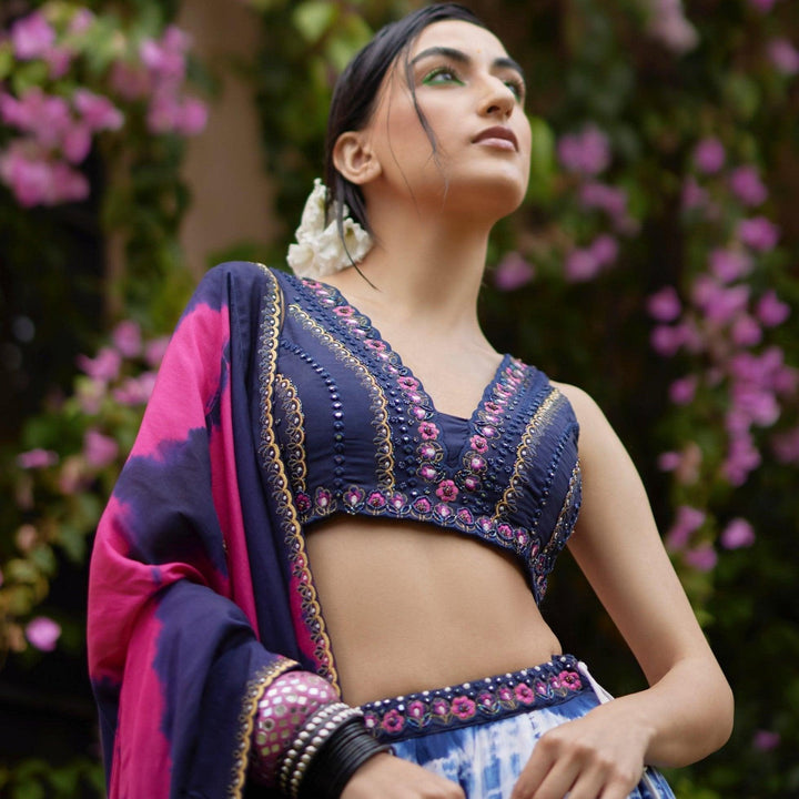 Kiara Pink Tie Dye Lehenga Choli Set - Raas