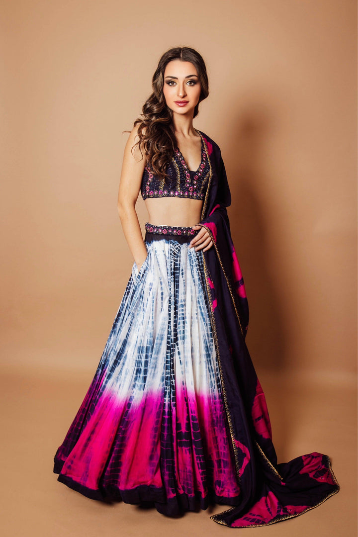 Kiara Pink Tie Dye Lehenga Choli Set - Raas