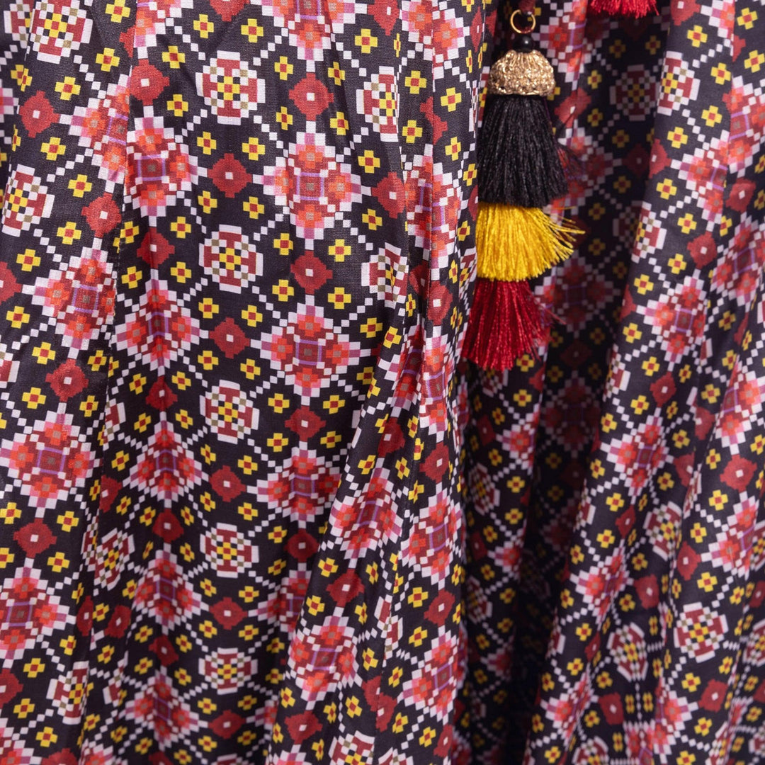 Kya Black Red Silk Lehenga Choli Set - Raas