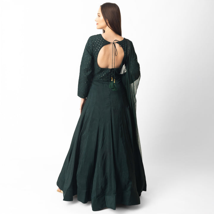 Litizia Green Gown with Embroidery - Raas