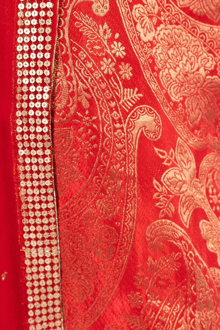 Maya Banarasi Silk Red Salwar Kameez - Raas