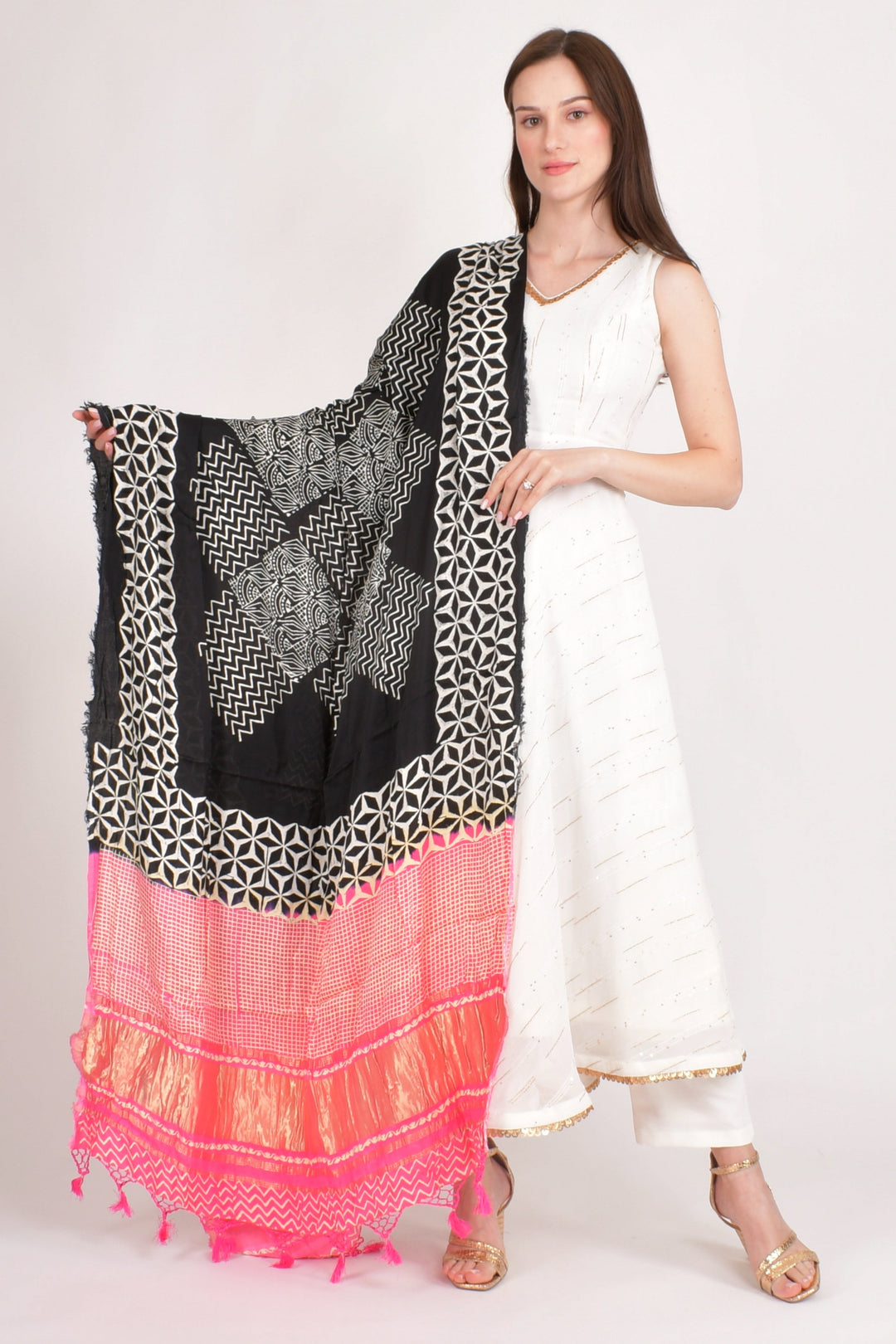 Maya Modal Silk Black Dupatta - Raas