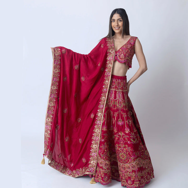 Mira Regal Magenta Lehenga - Raas