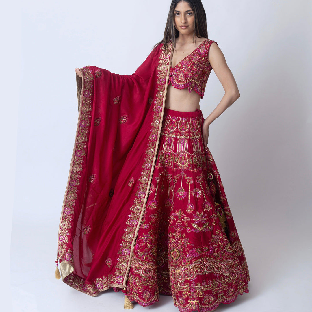 Mira Regal Magenta Lehenga - Raas