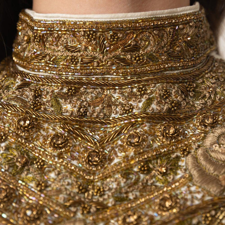 Mya White Silk Gown with Hand Embroidery - Raas