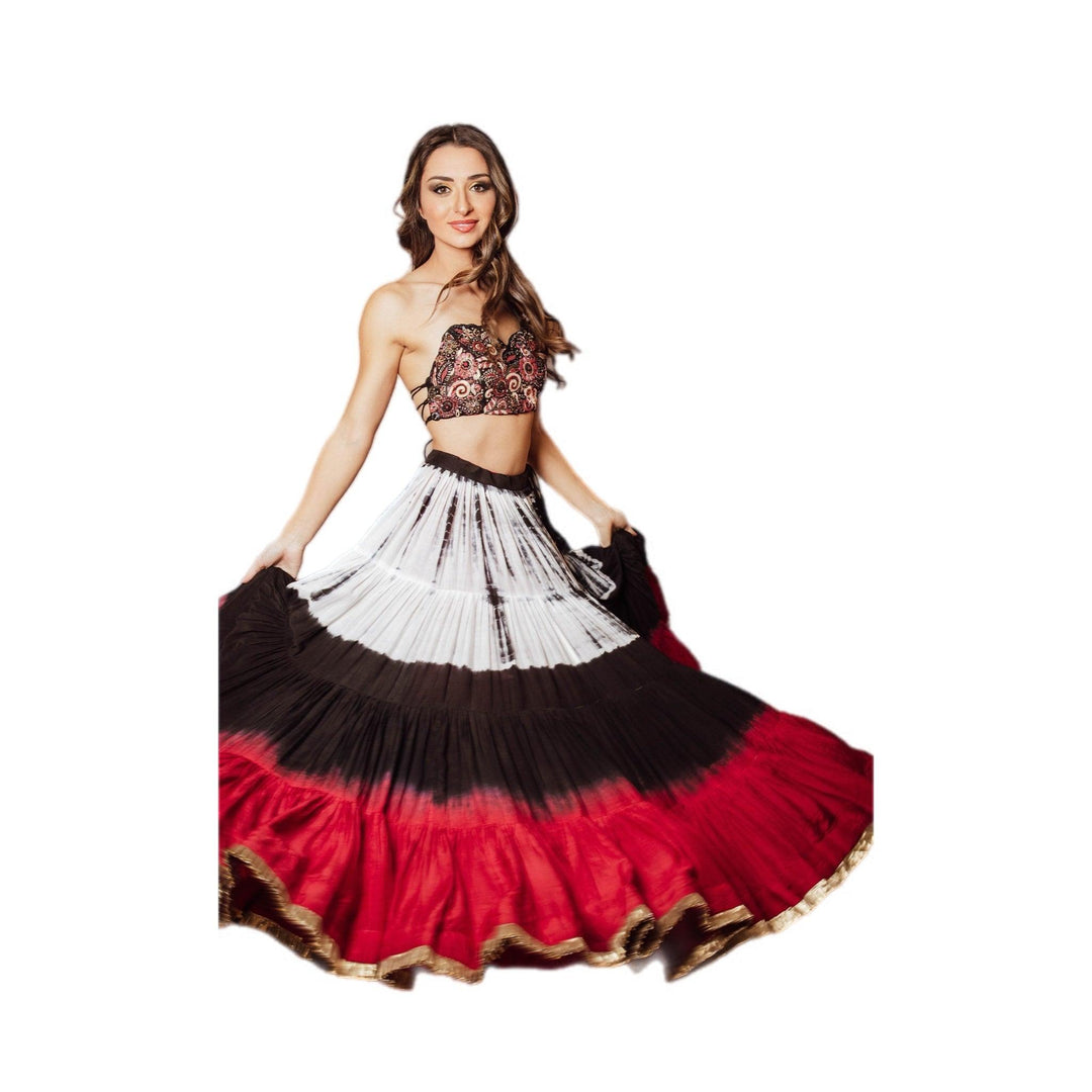 Myra Tie Dye Tiered Full Flare Lehenga Choli Set - Raas