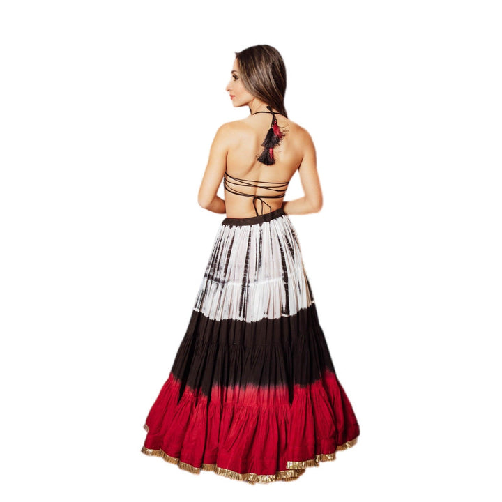 Myra Tie Dye Tiered Full Flare Lehenga Choli Set - Raas