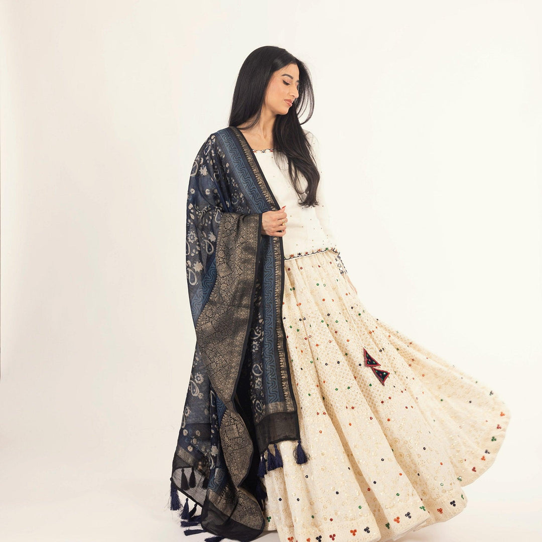 Neve White Lehenga Choli Set with Heavy Embroidery - Raas