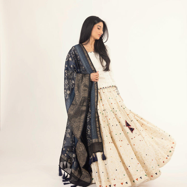 Neve White Lehenga Choli Set with Heavy Embroidery - Raas