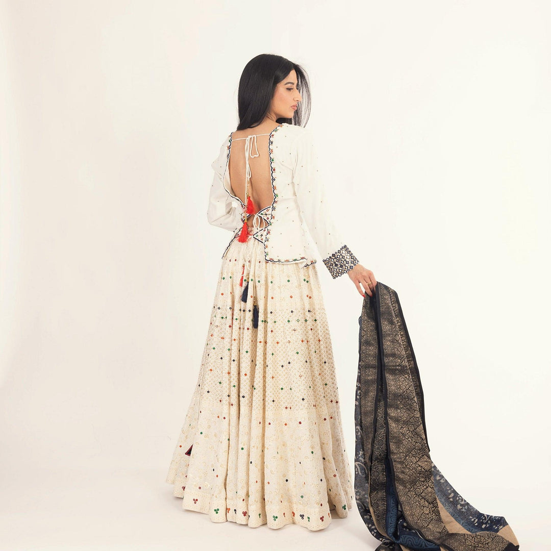 Neve White Lehenga Choli Set with Heavy Embroidery - Raas