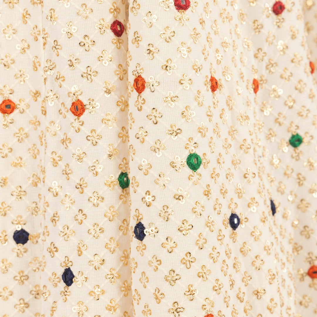 Neve White Lehenga Choli Set with Heavy Embroidery - Raas