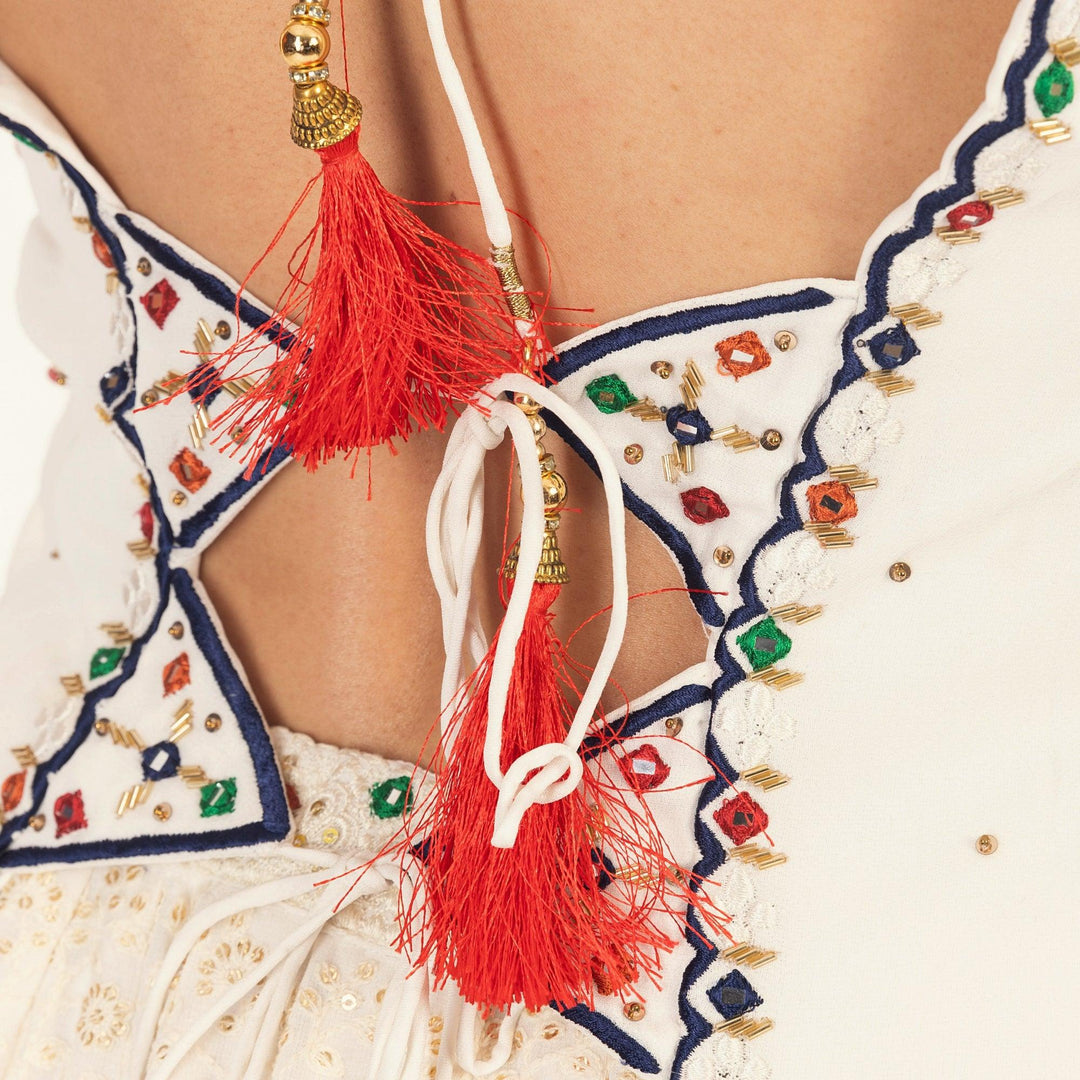 Neve White Lehenga Choli Set with Heavy Embroidery - Raas