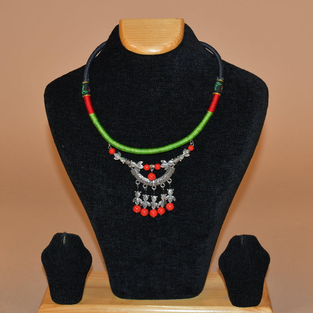 Green Multi Layered Necklace Set