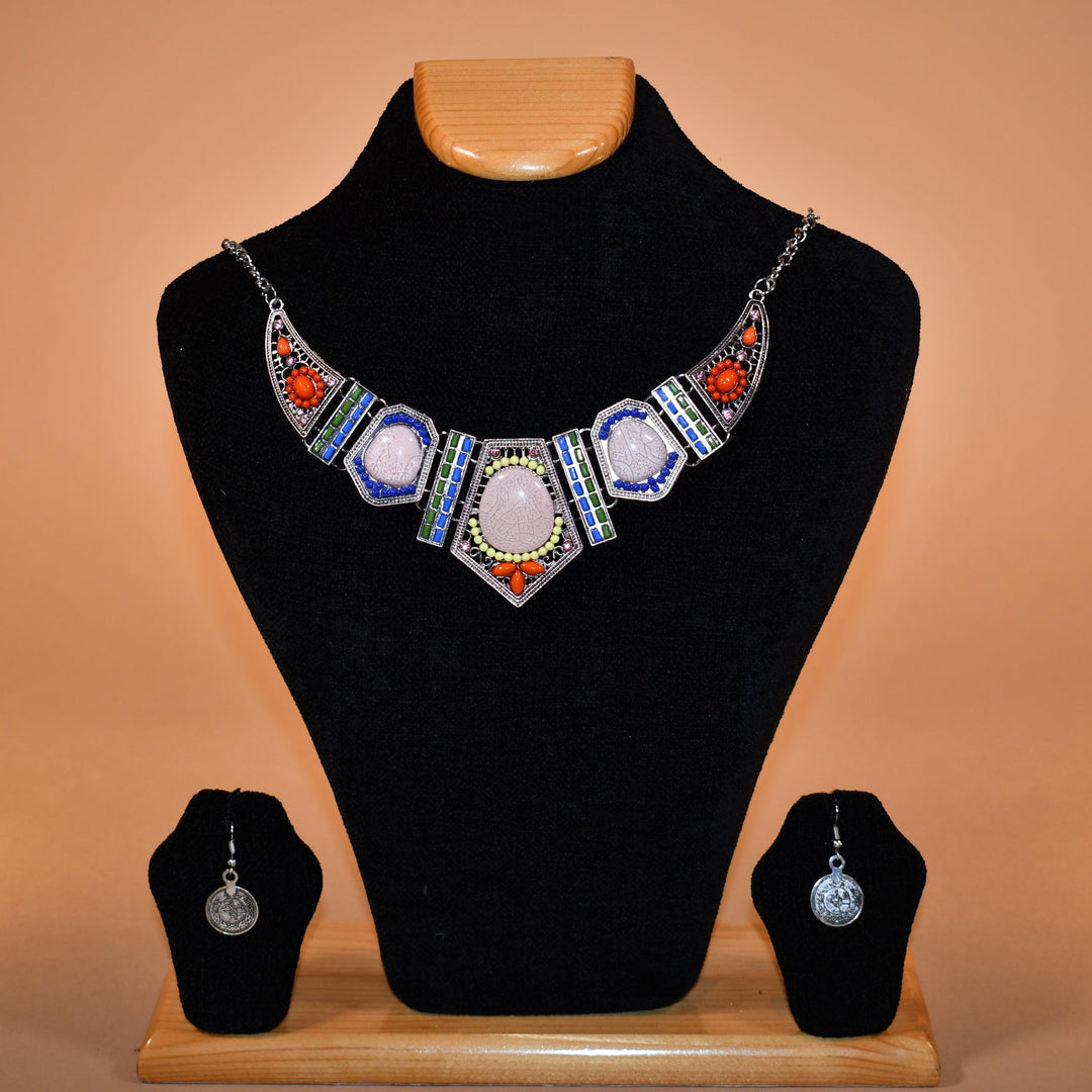 Oxidized Tribal Necklace Set - Raas