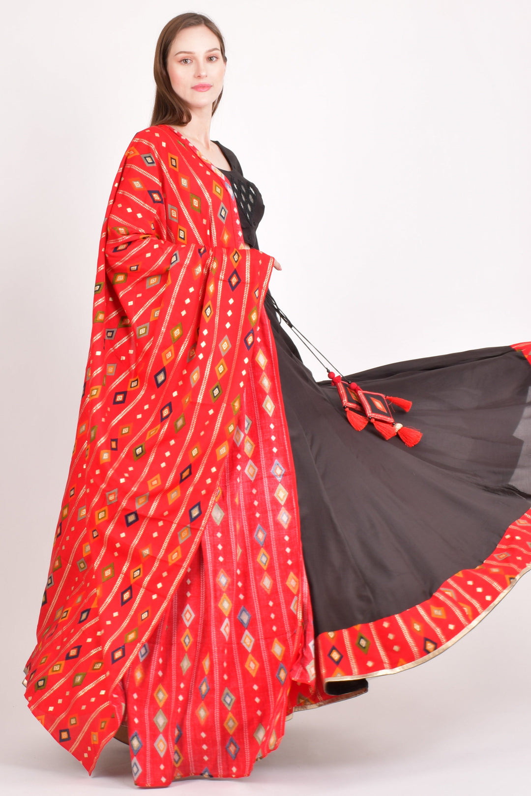 Red and Black Chaniya choli - Raas