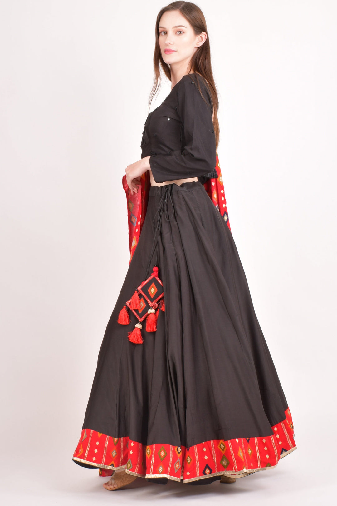 Red and Black Chaniya choli - Raas