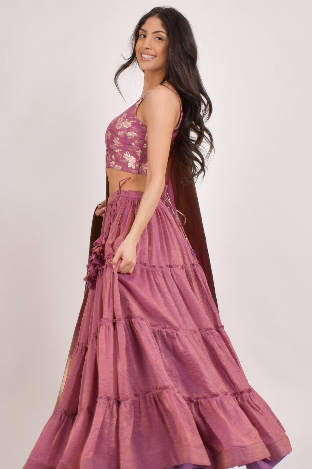 Rosan Blush Pink Shimmer Lehenga Choli - Raas