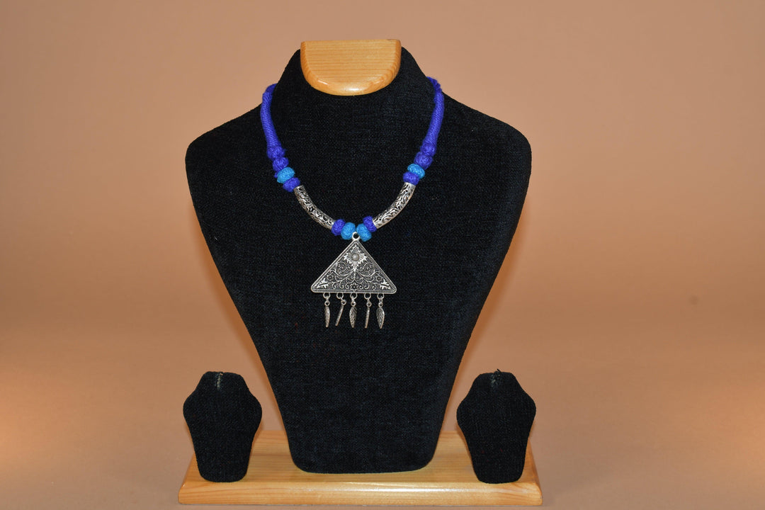 Shade of Blue Traingular Necklace - Raas