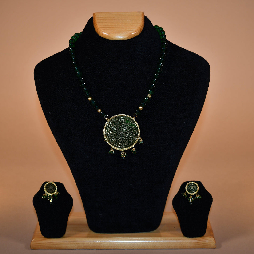 Shade of Green Necklace Set - Raas