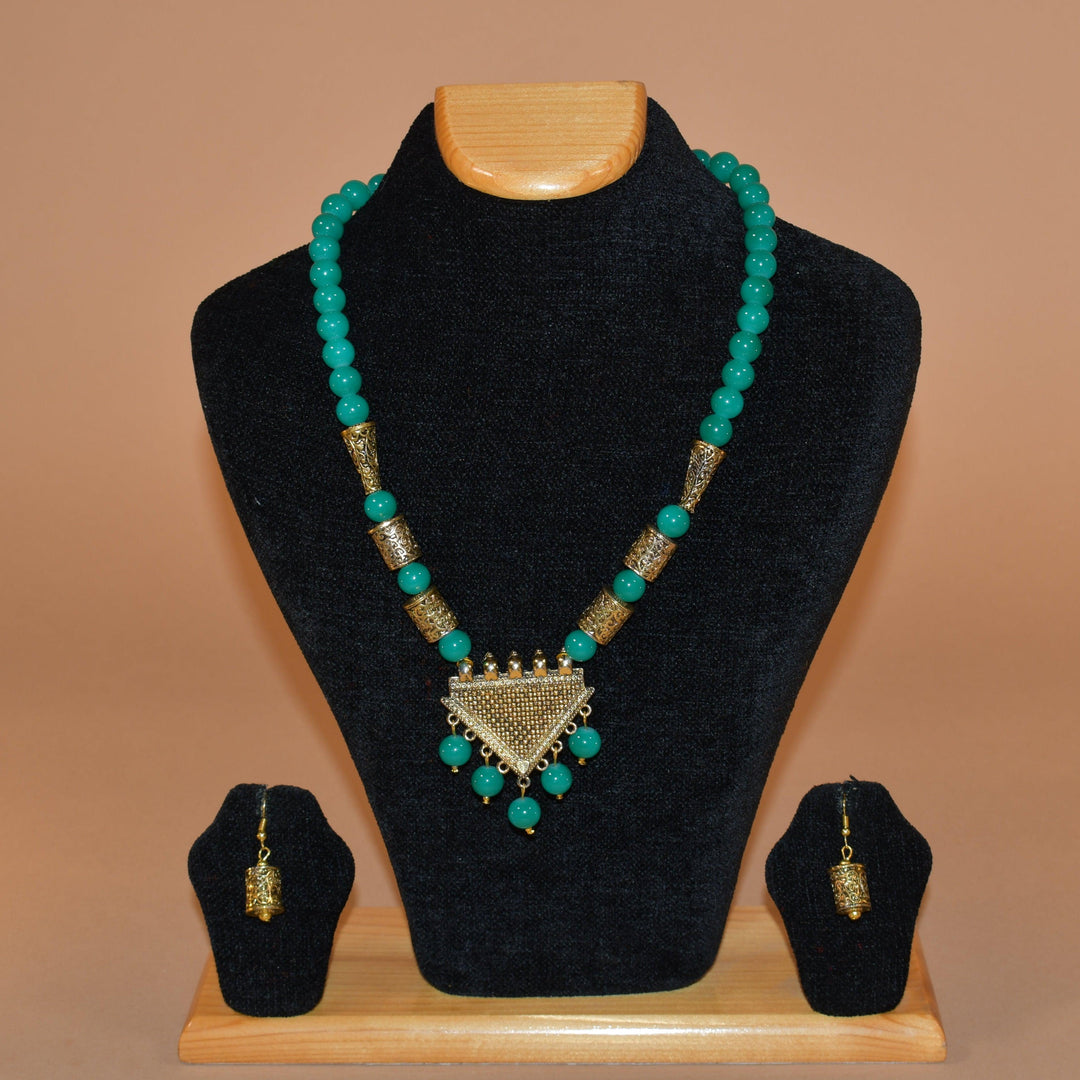 Shade of Green Triangular Necklace Set