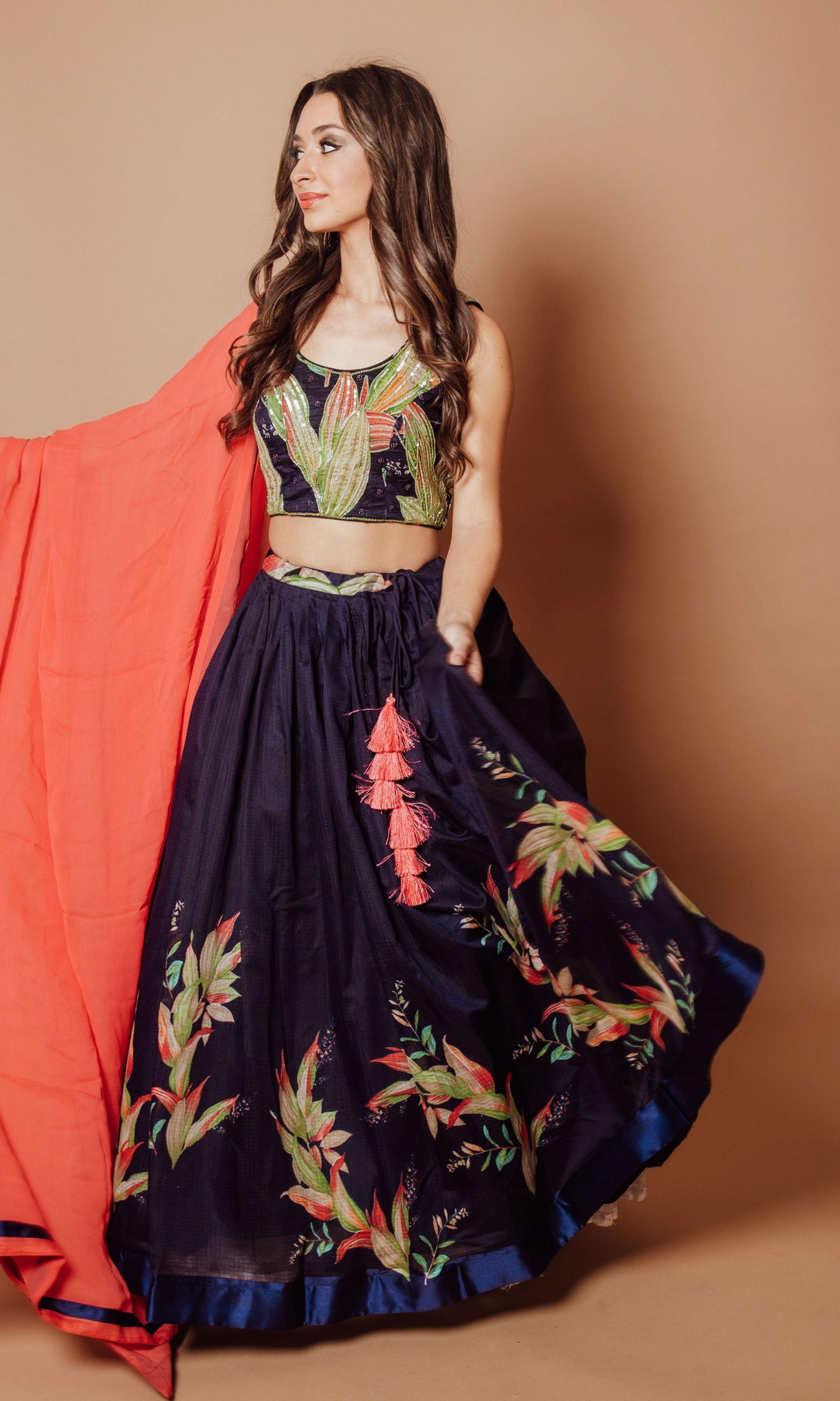 Tess Navy Lehenga Choli Set - Raas