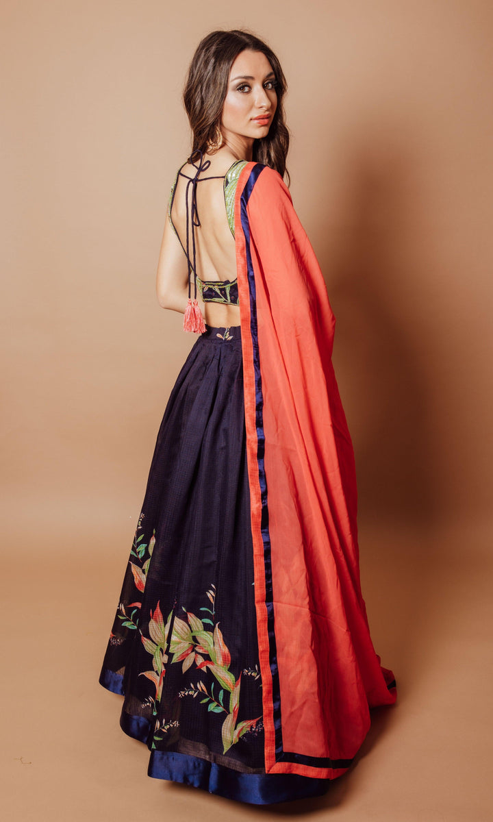 Tess Navy Lehenga Choli Set - Raas