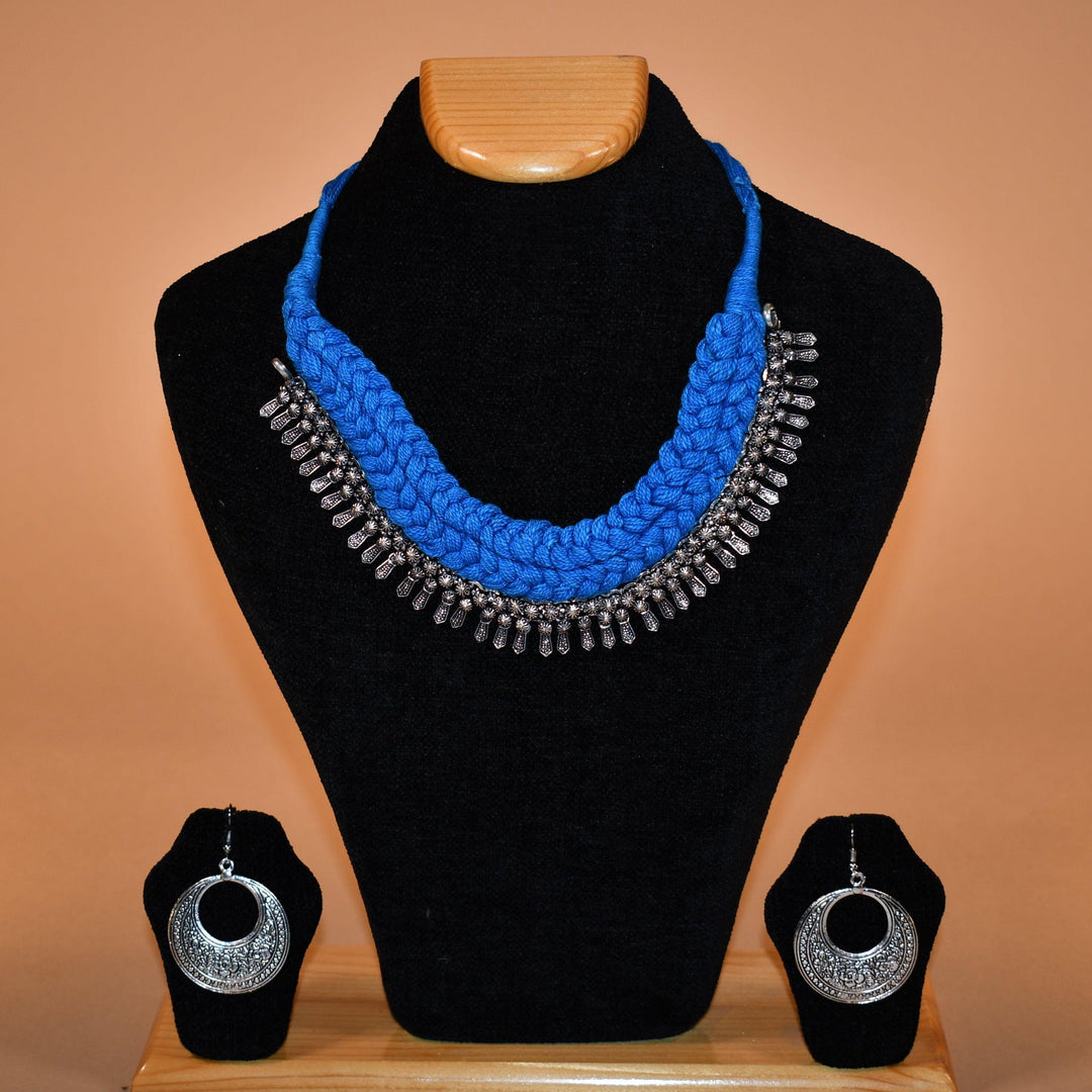 Wide Blue Necklace Set - Raas