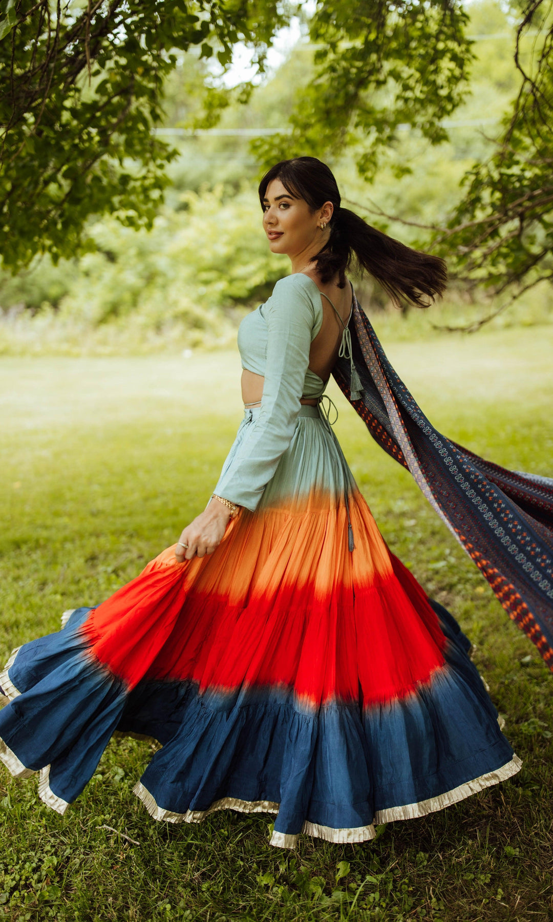 Zulu Tiered Chaniya Choli Set - Raas