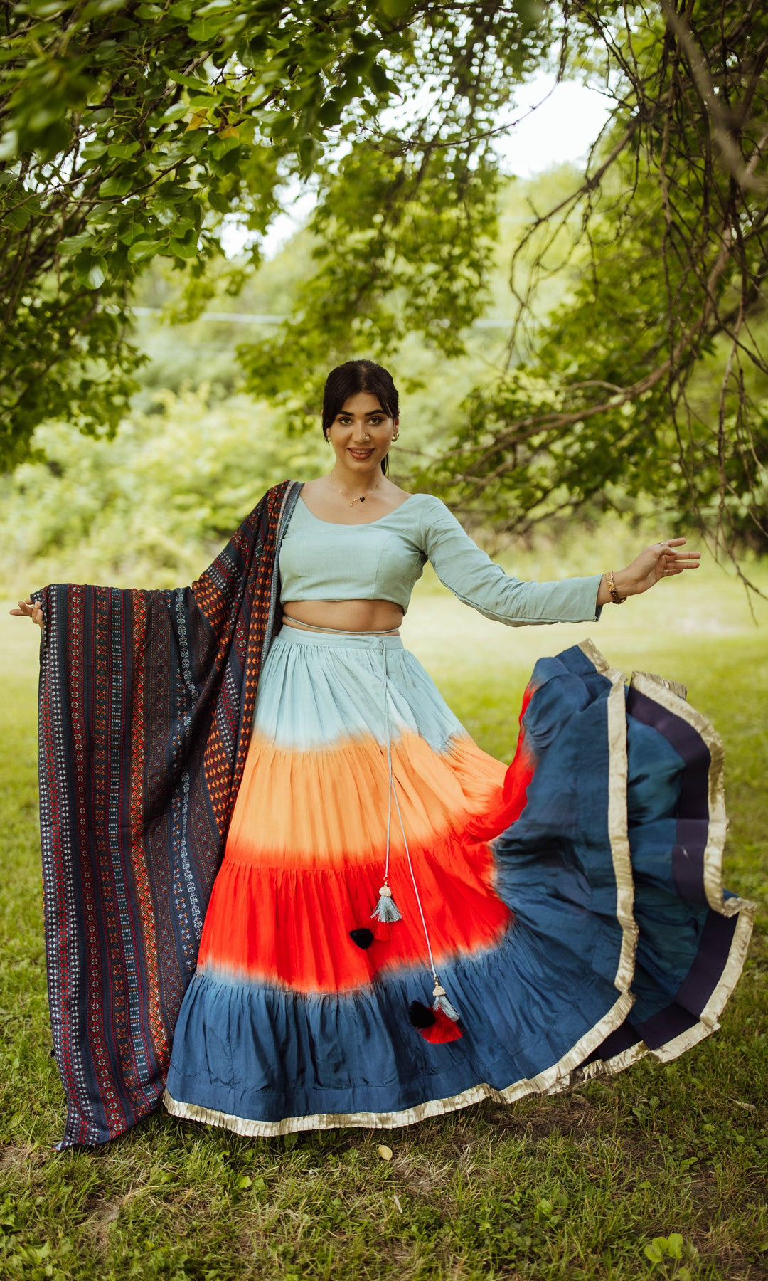 Zulu Tiered Chaniya Choli Set - Raas