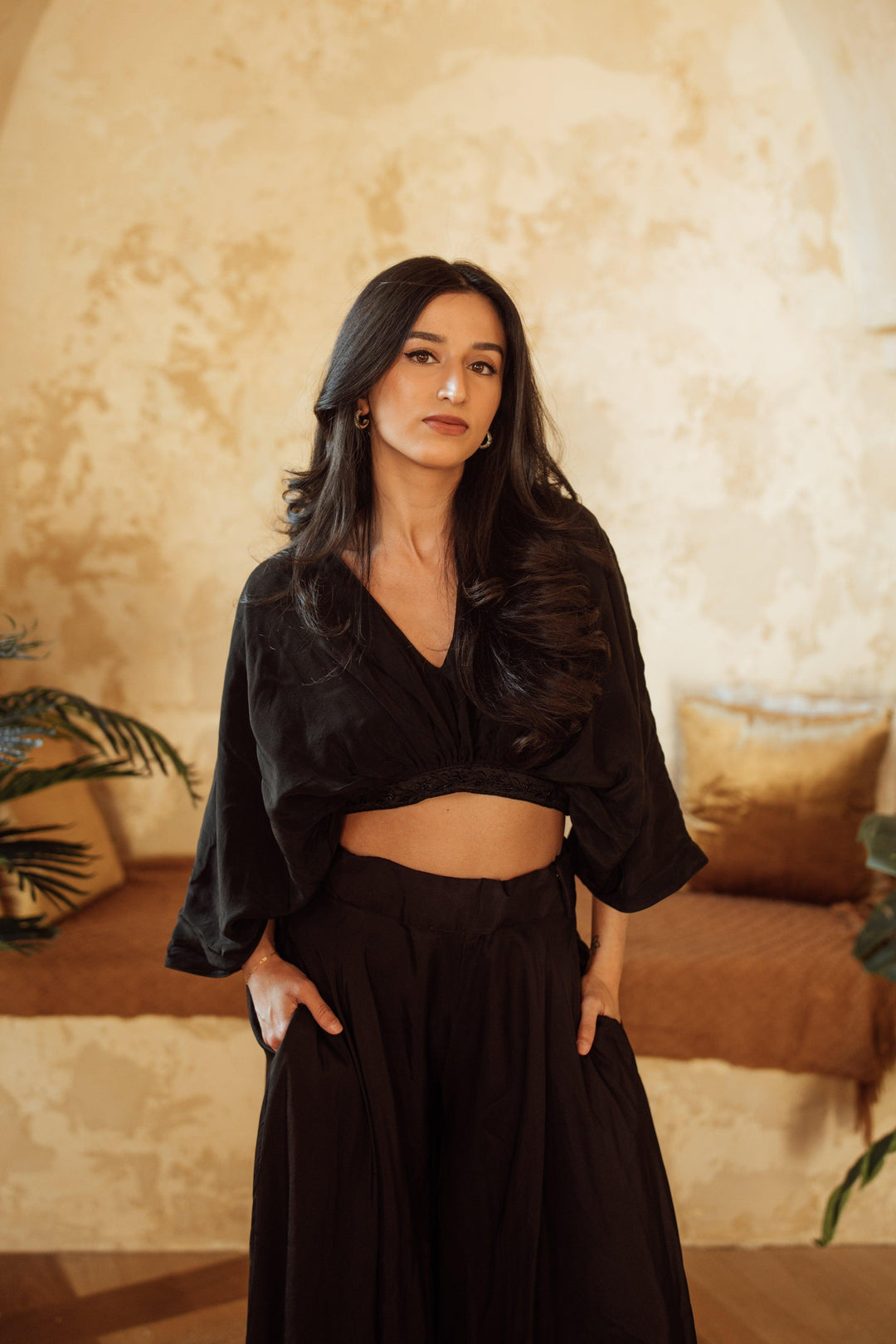 BLR1003 Anja Black Dolman Sleeve Top - Raas
