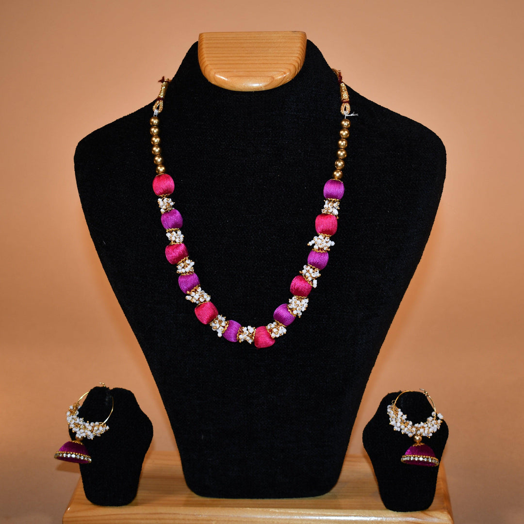 Multicolor Necklace with Intricate Earrings