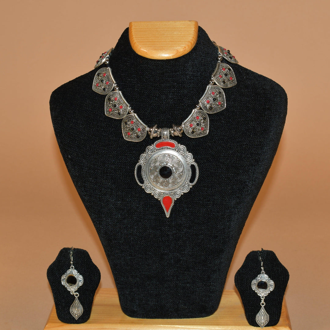 Oxidized Royal Circular Necklace Set