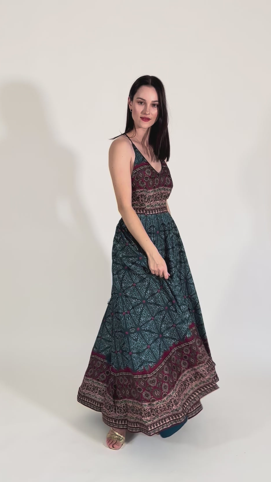 Elara Gown with Ajrakh & Bandhani Prints