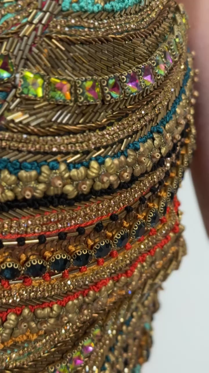 Vana Multicolor Silk Lehenga Choli Set with Beaded Blouse