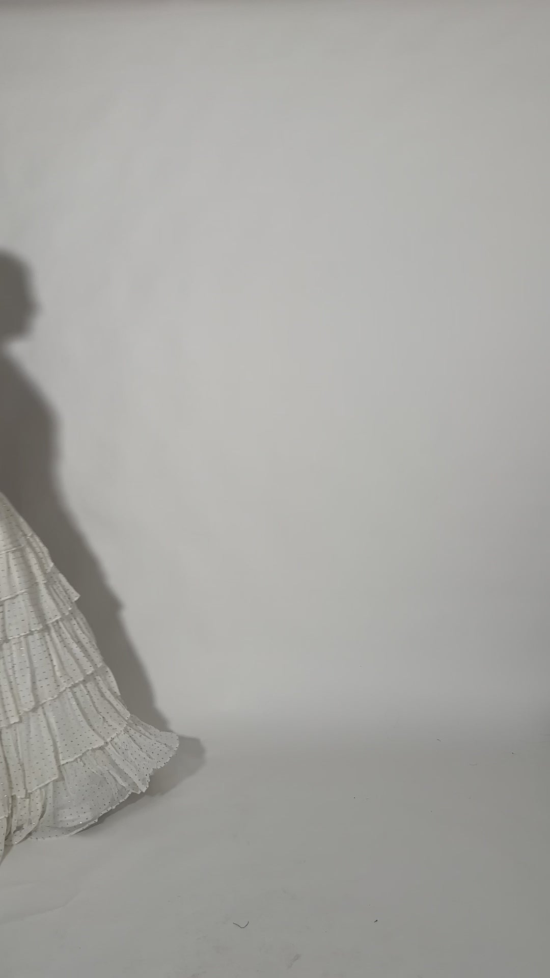 Zaida Gold and White Tiered Lehenga Set
