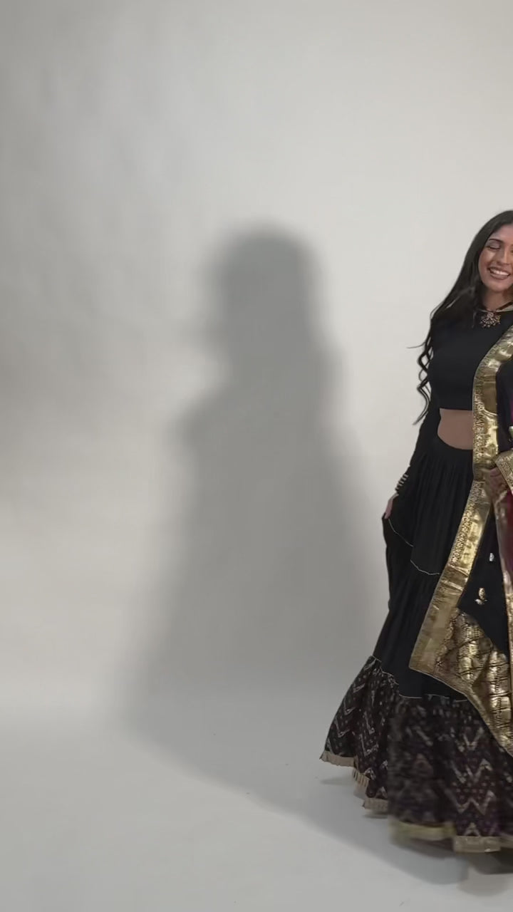 Antonia Black Tiered Lehenga Choli Set