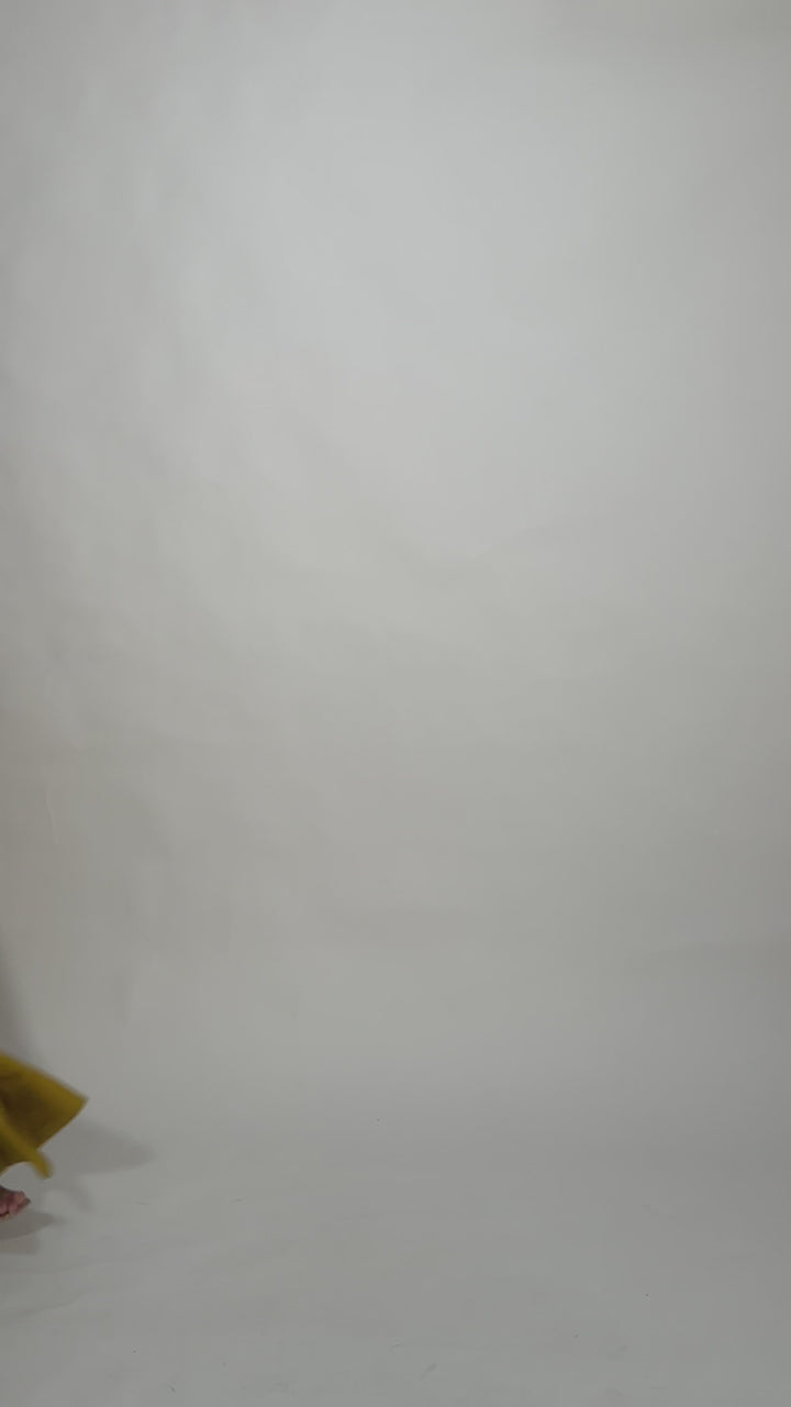 Landau Yellow Dress with Mirror Embroidery
