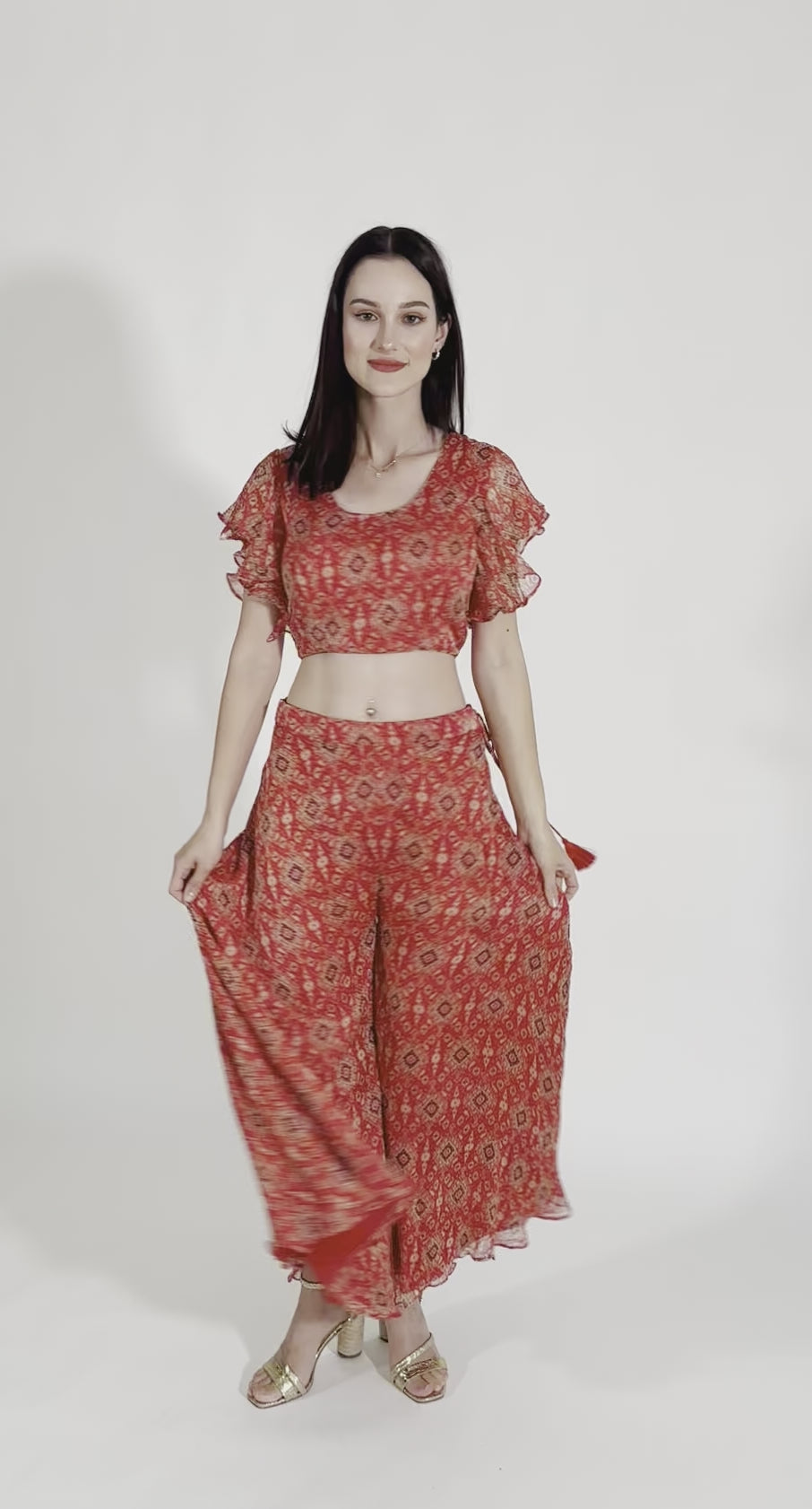 Amara Orange Co-Ord Set with Palazzo Pant