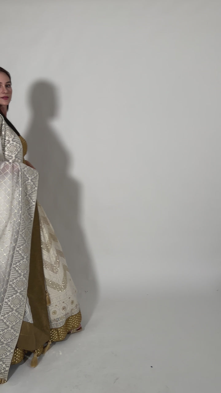 Mali Off White Lehenga Choli with Mirror work