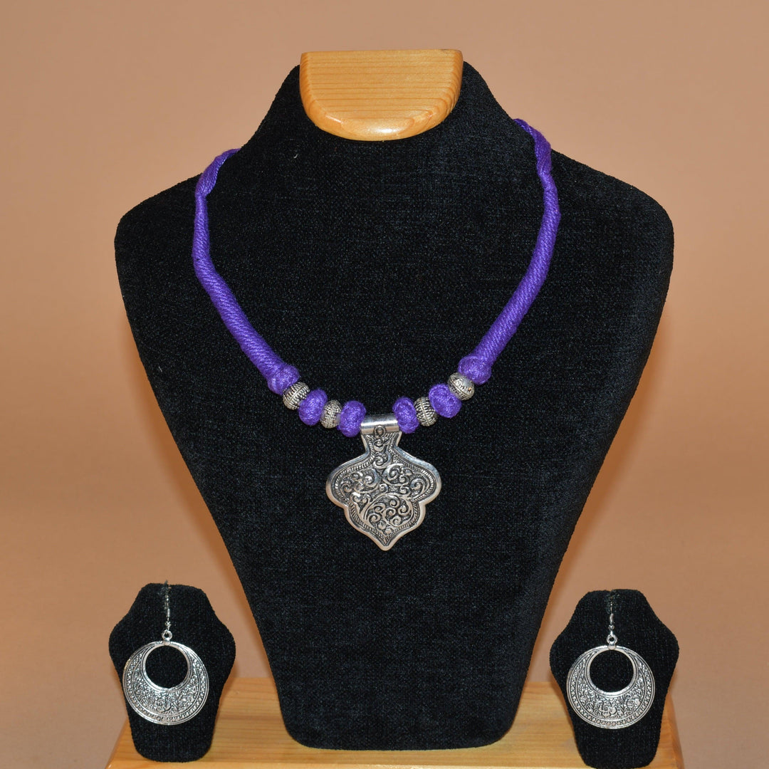 Purple Leaf Shaped Necklace Set